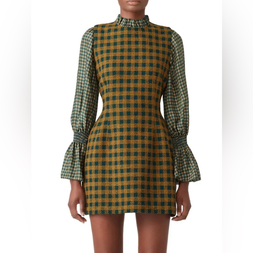 Sea New York Ethno Pop Dress Green Check -beautiful~